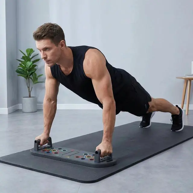 Alt view image 5 of 7 - Push Up Board, BESUNTEK Multi-Functional Foldable Push Up Bars, Portable Floor Home Gym Equipment for Chest Shoulder Arm Abs and Full Body Workout(Basic Model)