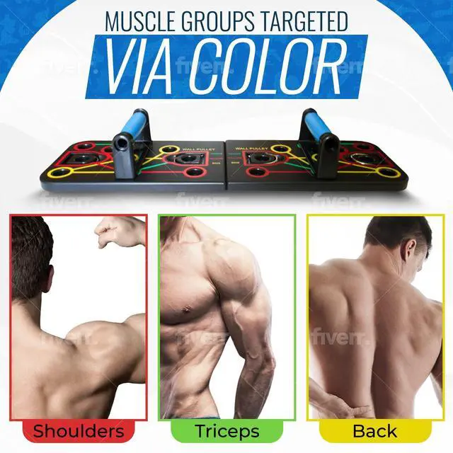 Alt view image 2 of 5 - Multi-use 10 in 1 Push Up Board for Upper Body Strength Training. Push up board with resistance bands attachments for home workouts.