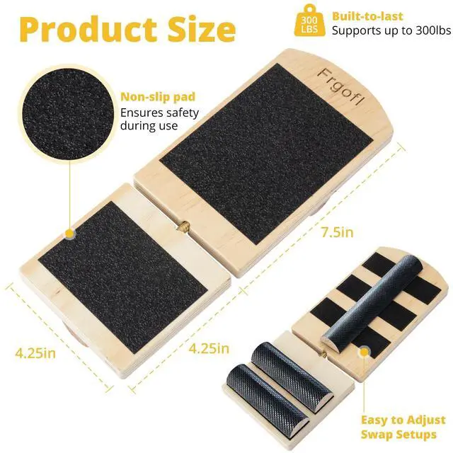 Alt view image 2 of 7 - Balance Board for Ankle Strengthening & Physical Therapy - Adjustable Single Leg Board for Recovery from Sprains, Plantar Fasciitis | Stability Trainer with Video Guide and Carry Bag