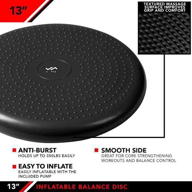 Alt view image 4 of 7 - Inflatable Balance and Stability Disc, Black, 13-Inch