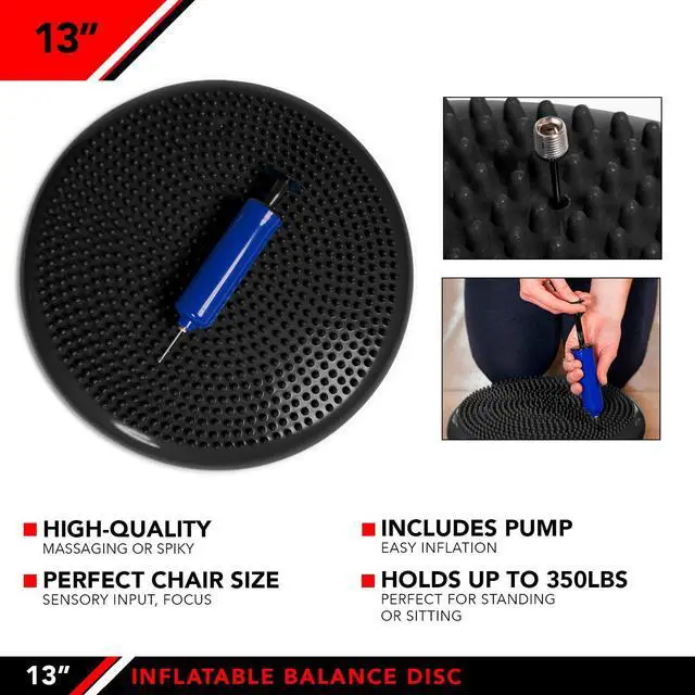 Alt view image 3 of 7 - Inflatable Balance and Stability Disc, Black, 13-Inch