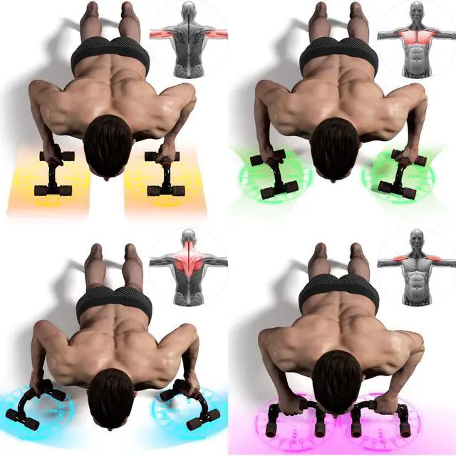 Alt view image 2 of 7 - Push Up Bars Gym Exercise Equipment Fitness 1 Pair Pushup Handles with Cushioned Foam Grip and Non-Slip Sturdy Structure Push Up Bars for Men & Women (Orange)