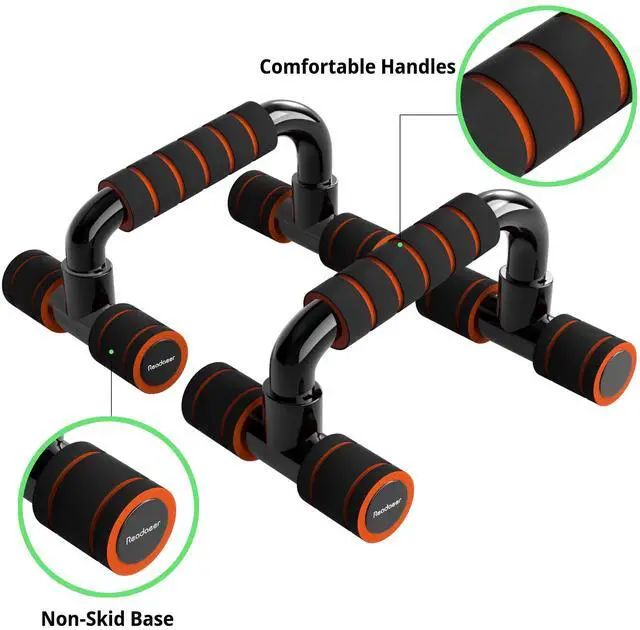 Alt view image 3 of 7 - Push Up Bars Gym Exercise Equipment Fitness 1 Pair Pushup Handles with Cushioned Foam Grip and Non-Slip Sturdy Structure Push Up Bars for Men & Women (Orange)