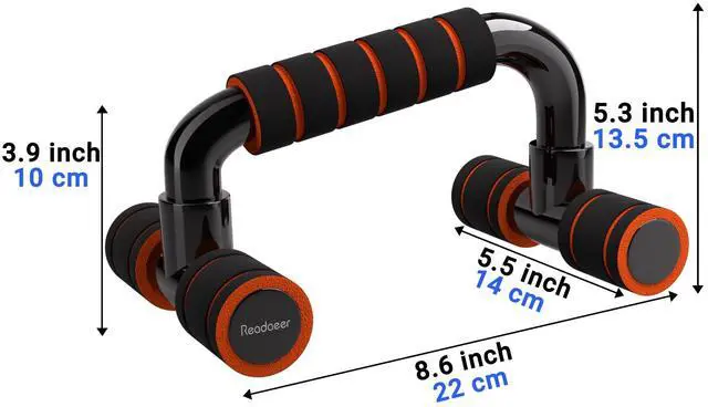 Alt view image 5 of 7 - Push Up Bars Gym Exercise Equipment Fitness 1 Pair Pushup Handles with Cushioned Foam Grip and Non-Slip Sturdy Structure Push Up Bars for Men & Women (Orange)