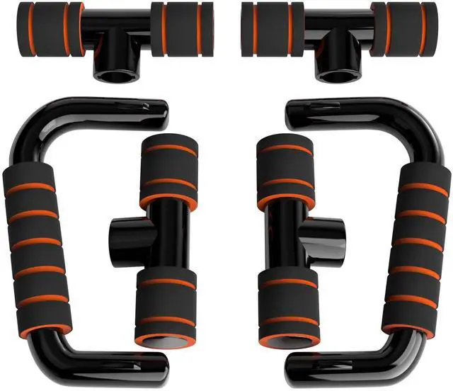 Alt view image 6 of 7 - Push Up Bars Gym Exercise Equipment Fitness 1 Pair Pushup Handles with Cushioned Foam Grip and Non-Slip Sturdy Structure Push Up Bars for Men & Women (Orange)