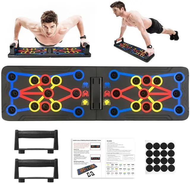Main image of Push Up Board Fitness, 15 in 1 Multi-Functional Pushup Training Board with Handles, Foldable Floor Chest Muscle Exercise Fitness Equipment Burn Fat Push Up Bar for Strength Training, Chest, Arms &Core