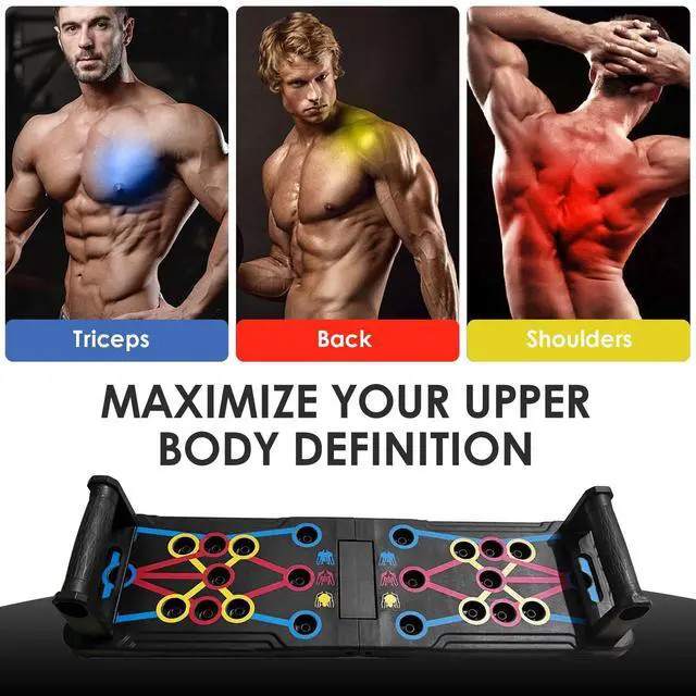 Alt view image 2 of 7 - Push Up Board Fitness, 15 in 1 Multi-Functional Pushup Training Board with Handles, Foldable Floor Chest Muscle Exercise Fitness Equipment Burn Fat Push Up Bar for Strength Training, Chest, Arms &Core