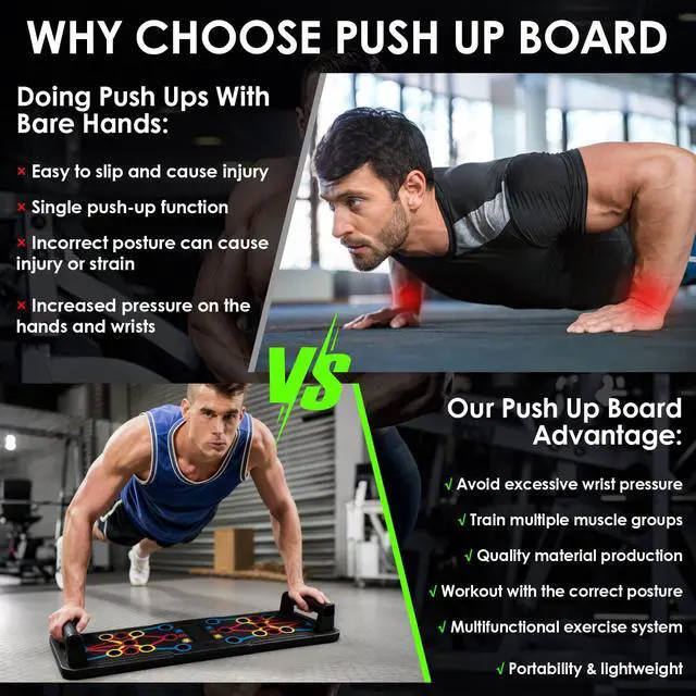 Alt view image 3 of 7 - Push Up Board Fitness, 15 in 1 Multi-Functional Pushup Training Board with Handles, Foldable Floor Chest Muscle Exercise Fitness Equipment Burn Fat Push Up Bar for Strength Training, Chest, Arms &Core