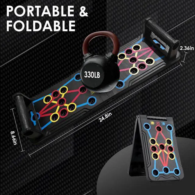 Alt view image 6 of 7 - Push Up Board Fitness, 15 in 1 Multi-Functional Pushup Training Board with Handles, Foldable Floor Chest Muscle Exercise Fitness Equipment Burn Fat Push Up Bar for Strength Training, Chest, Arms &Core