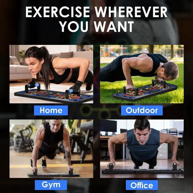 Alt view image 7 of 7 - Push Up Board Fitness, 15 in 1 Multi-Functional Pushup Training Board with Handles, Foldable Floor Chest Muscle Exercise Fitness Equipment Burn Fat Push Up Bar for Strength Training, Chest, Arms &Core