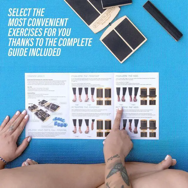 Alt view image 3 of 6 - Board for Ankle Mobility, Single Leg Balance Board, Foot Strengthener, Trainer for Plantar Fasciitis, Sprains, Posture Correction - Toe Spacers & Travel Bag Included