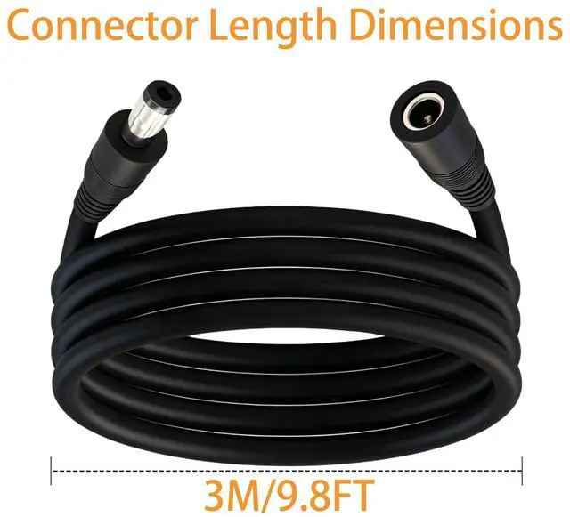 Alt view image 3 of 7 - 1pcs 14AWG 5521mm Male-to-Female Connector, 12V/24V/36V DC Extension Cable(Black), Suitable for Surveillance Cameras, Vehicle Refrigerators, Solar Panels, and Portable Outdoor Power Supplies 9.8ft