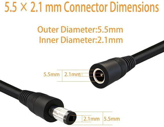 Alt view image 4 of 7 - 1pcs 14AWG 5521mm Male-to-Female Connector, 12V/24V/36V DC Extension Cable(Black), Suitable for Surveillance Cameras, Vehicle Refrigerators, Solar Panels, and Portable Outdoor Power Supplies 9.8ft