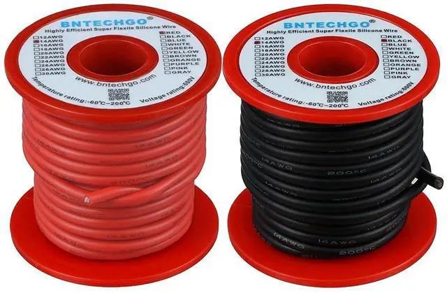 Main image of 14 Gauge Silicone Wire Spool red and Black Each 25ft Flexible 14 AWG Stranded Tinned Copper Wire