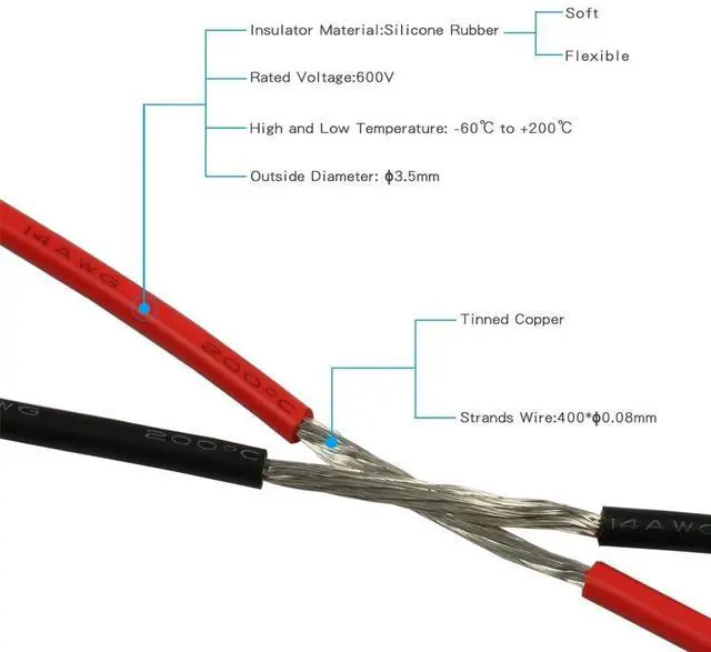 Alt view image 4 of 7 - 14 Gauge Silicone Wire Spool red and Black Each 25ft Flexible 14 AWG Stranded Tinned Copper Wire