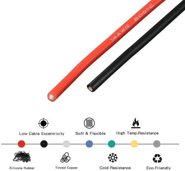 Alt view image 5 of 7 - 14 Gauge Silicone Wire Spool red and Black Each 25ft Flexible 14 AWG Stranded Tinned Copper Wire