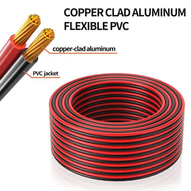 Alt view image 2 of 7 - 14 Gauge Wire 100FT, 2 Conductors Electrical Wire Red Black Cable, Low Voltage 14 AWG Copper Clad Aluminum Extension Cord for Speaker Wire, LED, Automotive 12V/24V DC