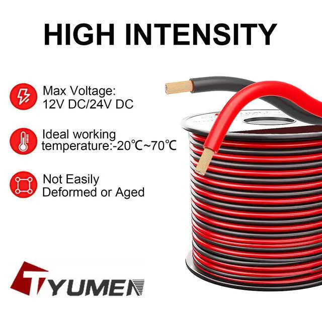 Alt view image 6 of 7 - 100FT 14/2 Gauge Red Black Cable Hookup Electrical Wire LED Strips Extension Wire 12V/24V DC, 14AWG Flexible Extension Cord for LED Ribbon Lamp Tape Lighting