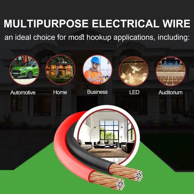 Alt view image 7 of 7 - 100FT 14/2 Gauge Red Black Cable Hookup Electrical Wire LED Strips Extension Wire 12V/24V DC, 14AWG Flexible Extension Cord for LED Ribbon Lamp Tape Lighting