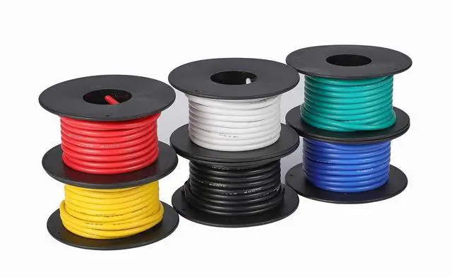 Main image of 14AWG Silicone Wire 13.2ft (4m) 6 Colors - Flexible Tinned Copper Stranded Wire 600V High Temp Resistant (OD:3.5mm) for Automotive, Marine, DIY Electrical Wiring