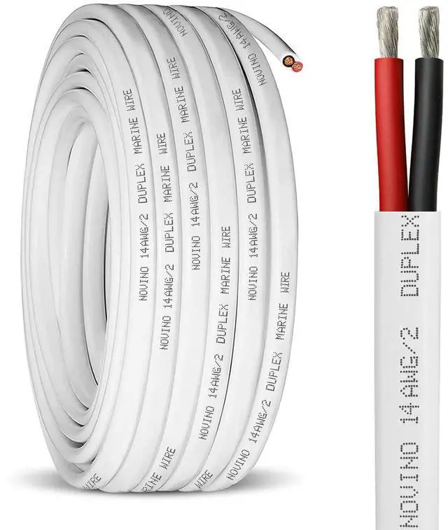 Main image of 14 Gauge Marine Wire,14 AWG 30ft 14/2 Duplex Marine Grade Wire,Tinned Copper Oxygen-Free Boat Electrical Cable for Boat/Automotive/RV/Solar/LED Strips
