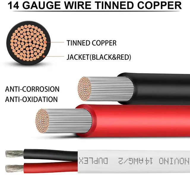 Alt view image 2 of 7 - 14 Gauge Marine Wire,14 AWG 30ft 14/2 Duplex Marine Grade Wire,Tinned Copper Oxygen-Free Boat Electrical Cable for Boat/Automotive/RV/Solar/LED Strips