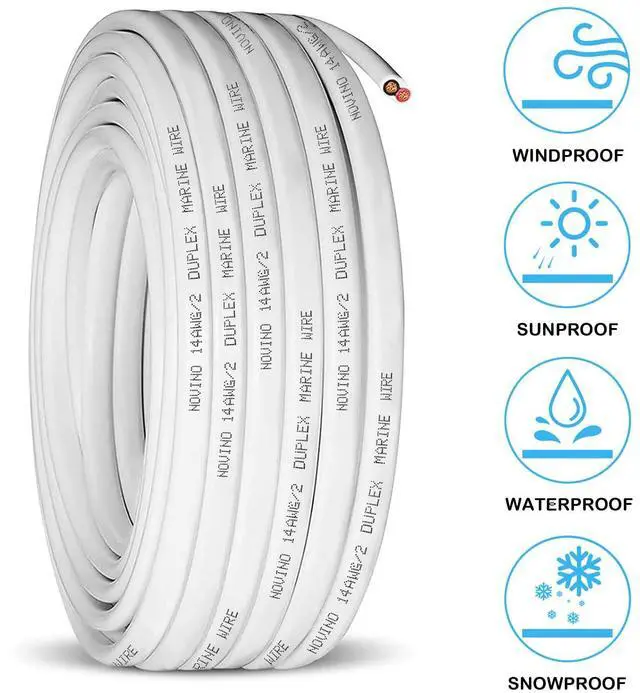 Alt view image 3 of 7 - 14 Gauge Marine Wire,14 AWG 30ft 14/2 Duplex Marine Grade Wire,Tinned Copper Oxygen-Free Boat Electrical Cable for Boat/Automotive/RV/Solar/LED Strips
