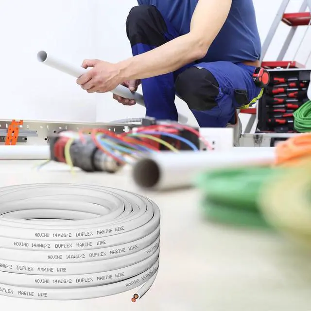 Alt view image 5 of 7 - 14 Gauge Marine Wire,14 AWG 30ft 14/2 Duplex Marine Grade Wire,Tinned Copper Oxygen-Free Boat Electrical Cable for Boat/Automotive/RV/Solar/LED Strips