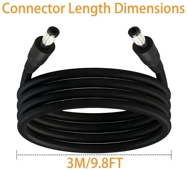 Alt view image 3 of 7 - 9.8FT 14AWG 5521mm Male-to-Male Connector, 12V/24V/36V DC Extension Cable(Black), Suitable for LED Strip, CCTV Camera, Car Cooler, Solar Panel 1PCS