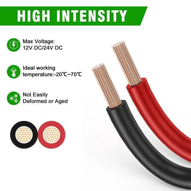 Alt view image 4 of 6 - 18 Gauge Wire, 50FT, 2 Conductors Red & Black PVC Cable, 18AWG Copper Clad Aluminum Extension Cord for Speaker, LED, Car Wire, Automotive 12V/24V DC