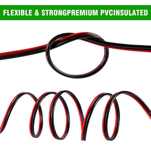 Alt view image 5 of 6 - 18 Gauge Wire, 50FT, 2 Conductors Red & Black PVC Cable, 18AWG Copper Clad Aluminum Extension Cord for Speaker, LED, Car Wire, Automotive 12V/24V DC