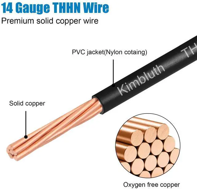 Alt view image 2 of 6 - THHN Wire 14 Gauge 25 FT Stranded Copper Wire, 14 AWG Copper Wire Rated up to 600V Building Wire Nylon Jacket for Residential, CNC, Ground, Industrial (14 Gauge, Black)