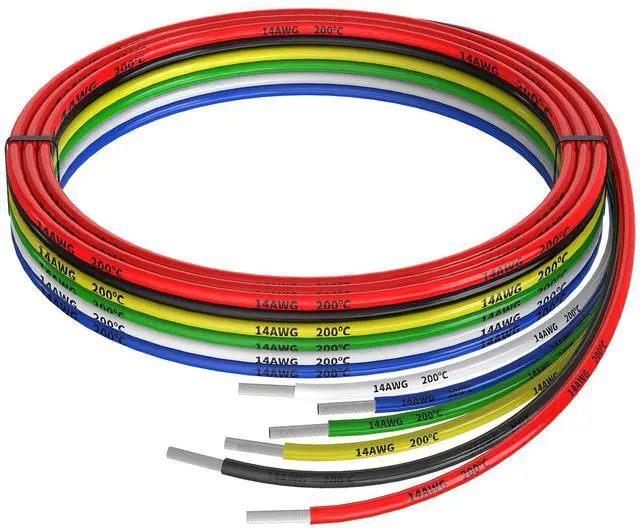 Main image of 14awg Silicone Electrical Wire Cable 6 Colors (5ft Each) 14 Gauge Hookup Wires kit Stranded Tinned Copper Wire Flexible and Soft