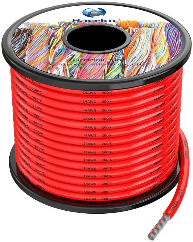 Main image of 14awg Silicone Electrical Wire Cable 30ft Red 14 Gauge Hookup Wires kit Stranded Tinned Copper Wire Flexible and Soft High Temperature Resistance