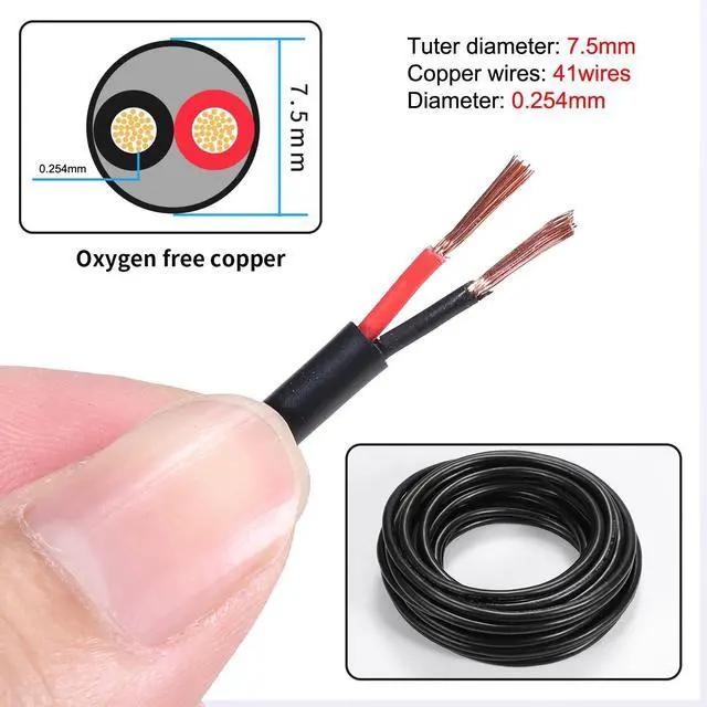 Alt view image 2 of 7 - 14 Gauge 2 Conductor Electrical Wire 14AWG Electrical Wire Stranded PVC Cord Oxygen-Free Copper Cable 10FT/3.1M Flexible Low Voltage LED Cable for LED Strips Lamps Lighting Automotive(14/2AWG-10FT)