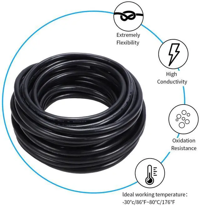 Alt view image 5 of 7 - 12 Gauge 2 Conductor Electrical Wire 12 AWG Wire Stranded PVC Cord Oxygen-Free Copper Cable 10FT/3.1M for Outdoor Lighting Automotive Battery Solar Panel (12/2AWG-10FT)