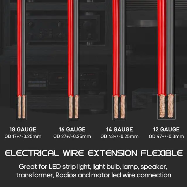 Alt view image 6 of 7 - 14 Gauge Wire, 14 AWG Electrical Wire Cable, 2 Conductors Red Black Wire, Copper Clad Aluminum(CCA) Flexible PVC Extension Cord for Speaker, Hookup LED Strips, Automotive 12V/24V DC (50FT)
