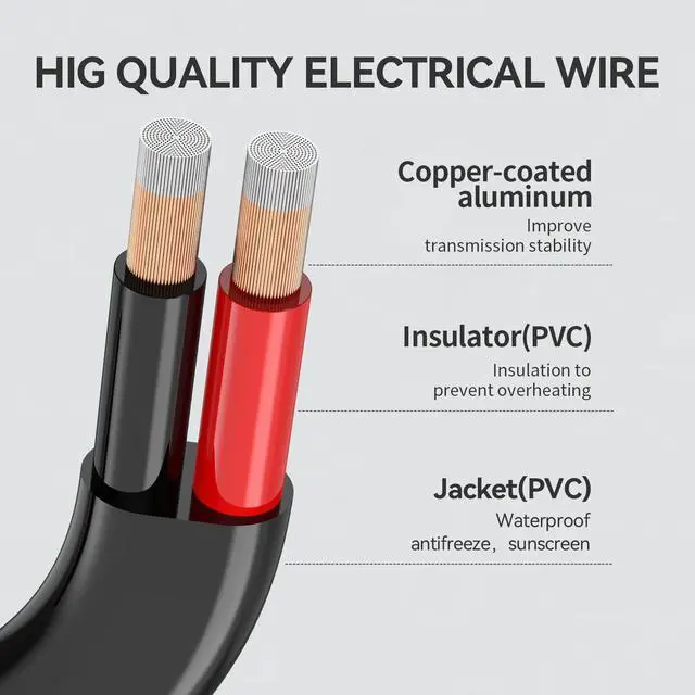 Alt view image 2 of 6 - 20 Gauge 2 Conductors 30FT Electrical Wire, Flexible Low Voltage PVC Copper Clad Aluminum Extension Cord for Car Speaker Wire, Car Lighting, LED Wire, Outdoor Lighting, Residential Wiring, 12V/24V DC