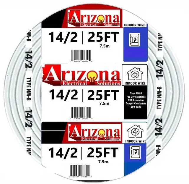 Main image of 25 Feet 14/2 Type NM-B Copper. #14 AWG, 2 Conductors with Ground. Insulated Jacket White