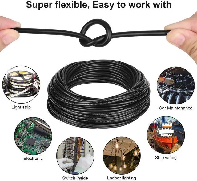 Alt view image 5 of 6 - 14 Gauge Wire 2 Conductor 14 AWG Electrical Wire Stranded PVC Cord Oxygen-Free Copper Cable 26FT Pure Copper Flexible Cable Wire Cord for LED Lamp Lighting Strips Automotive (14AWG-2C, 26FT)
