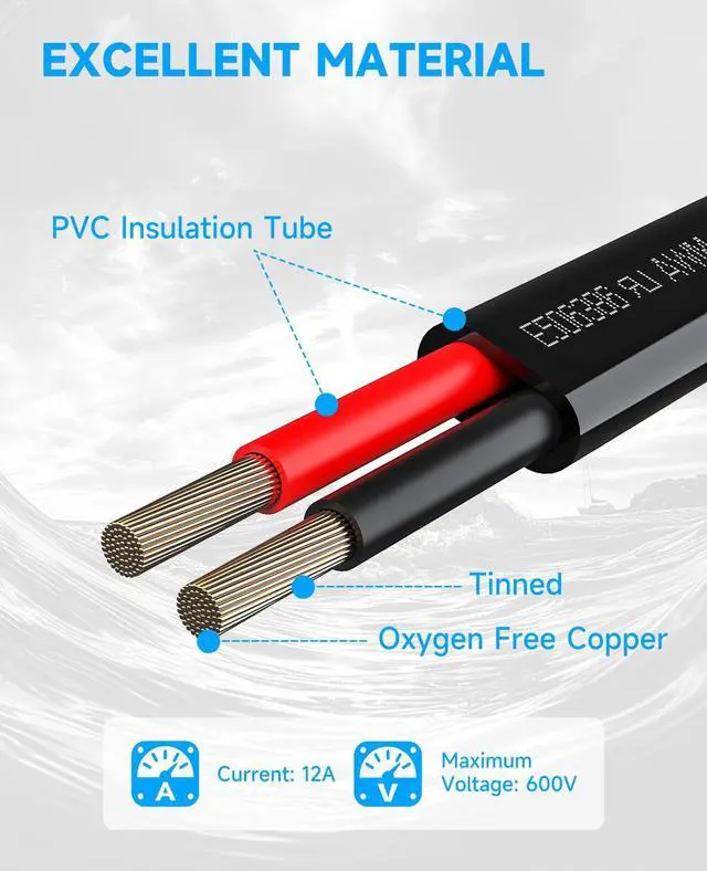 Alt view image 2 of 7 - 14 Gauge Wire 2 Conductor Electrical Wire, 14/2 Low Voltage Tinned Copper Tinned Copper Cable, UL-Listed Outdoor Lighting Wire for Pathway Lights, Deck Step Lights, Landscape Lighting - 30 FT