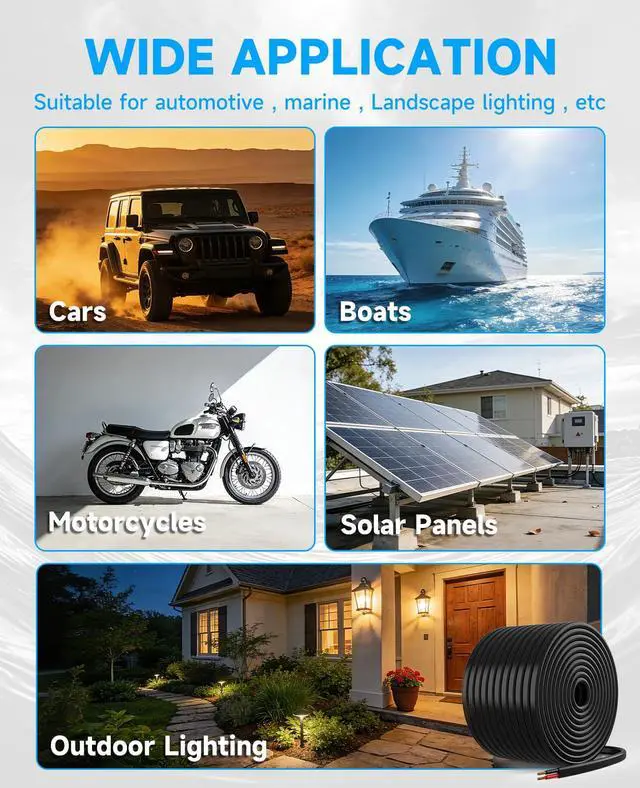 Alt view image 7 of 7 - 14 Gauge Wire 2 Conductor Electrical Wire, 14/2 Low Voltage Tinned Copper Tinned Copper Cable, UL-Listed Outdoor Lighting Wire for Pathway Lights, Deck Step Lights, Landscape Lighting - 30 FT