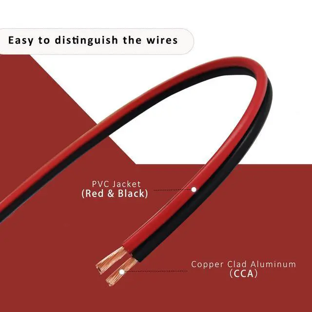 Alt view image 4 of 5 - 14AWG 2Conductor Red Black Cable 100FT Electrical Wire Cable LED Strips Extension Wire 12V/24V DC Cable Flexible Wire Extension Cord Copper Clad Aluminum Copper Wire