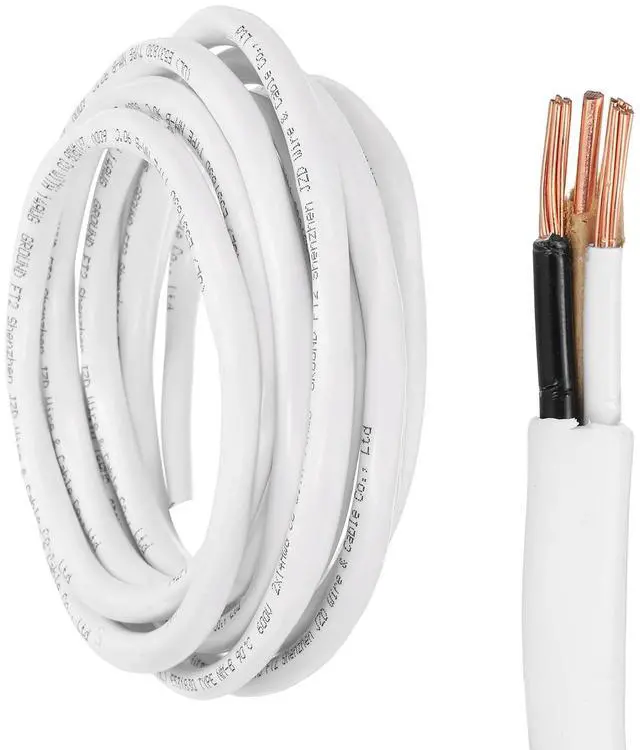 Main image of 14/2 NM-B Wire with Ground, 10Ft 14AWG 600V UL-Listed Pure Copper Wire 2 Conductor Non-Metallic Sheathed Electrical Cable for Residential Commercial Indoor Wiring(White)