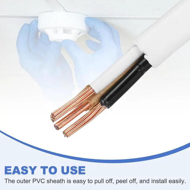 Alt view image 5 of 6 - 14/2 NM-B Wire with Ground, 10Ft 14AWG 600V UL-Listed Pure Copper Wire 2 Conductor Non-Metallic Sheathed Electrical Cable for Residential Commercial Indoor Wiring(White)