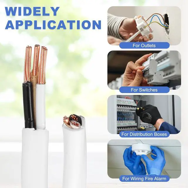Alt view image 6 of 6 - 14/2 NM-B Wire with Ground, 10Ft 14AWG 600V UL-Listed Pure Copper Wire 2 Conductor Non-Metallic Sheathed Electrical Cable for Residential Commercial Indoor Wiring(White)