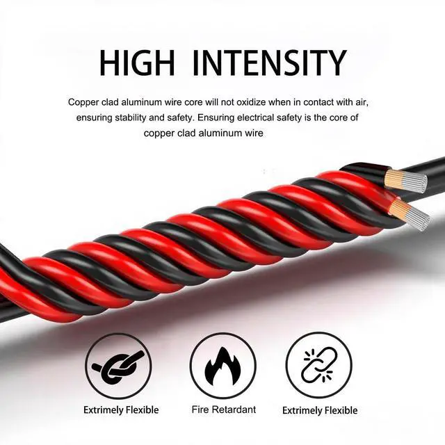 Alt view image 3 of 5 - 100FT 12 Gauge 2 Cord Copper Clad Aluminum Electrical Wire Extension Cable 12/2 CL2 Rated 12 AWG for LED Strips, Lights, Lamps, Automotive, Boats, Speakers, Audio