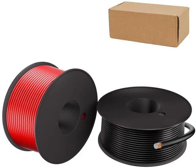 Main image of 14 Gauge Electrical Wire 2 Pack Total 100ft-Black 50 ft and Red 50 ft Soft Flexible Copper-Clad Aluminum(CCA) 14 AWG PVC Wire for Lamp, Household Appliances RC Toys, Models, Auto, Electronics