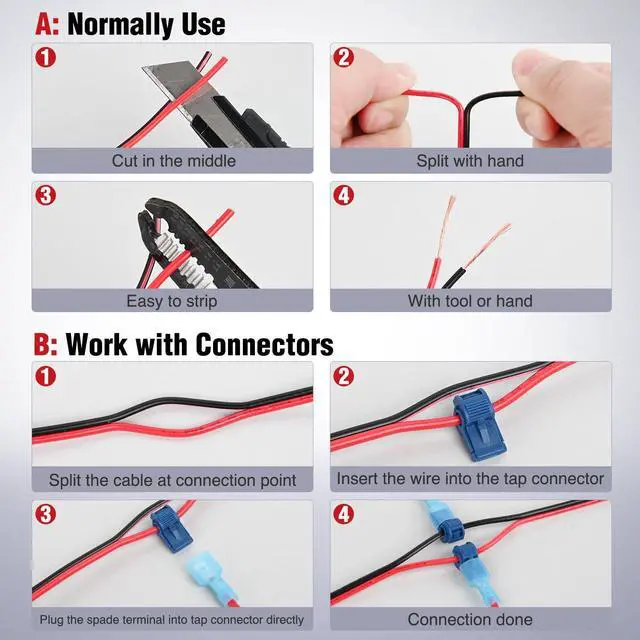Alt view image 5 of 7 - 100FT 14AWG Copper Clad Aluminum Wire 14/2 Gauge Red Black CCA Electrical Cable 2 Conductor Parallel 12V/24V DC Flexible Extension Cords for Car Audio Radio Speaker Amplifier