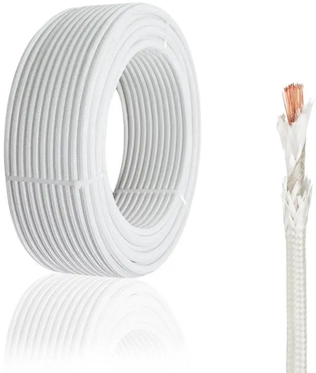 Main image of 14 Gauge High Temperature Wire 16.4Ft, -76-932 14 AWG Mica Fiberglass Electronic Copper Wire Insulated Heat Resistant High Temp Electronical Flexible Cable for Lamp Boiler Heater Kiln